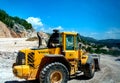 Montenegro, Cetinje - June, 29, 2017: Volvo wheel loader on a mountain road