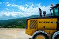 Montenegro, Cetinje - June, 29, 2017: Volvo wheel loader on a mountain road