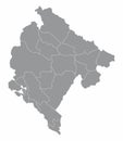 Montenegro divisions map Royalty Free Stock Photo