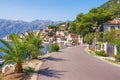 Montenegro. Embankment of seaside town of Perast on sunny autumn day Royalty Free Stock Photo