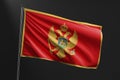 Montenegro flag national flag on black background.