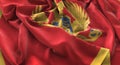 Montenegro Flag Ruffled Beautifully Waving Macro Close-Up Shot