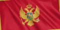 Montenegro flag waving with the wind.