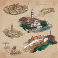 Montenegro. Hand drawn vector pack.