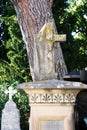 Montenegro, Herceg Novi - 30/09/2015: Old gravestone cross in the churchyard. Royalty Free Stock Photo