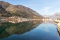 Montenegro, Kotor Bay, reflection of the city in the sea Royalty Free Stock Photo