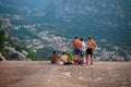 Montenegro, Kotor - 26 July, 2015: Young people rest on the roof