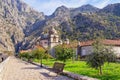 Montenegro, Kotor Old Town. Bell towers and domes of ancient churches