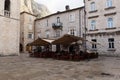 Montenegro,Kotor, 10.01.2020 year, the Courtyard of the old town and restaurant