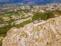 Montenegro. Lovcen National Park. Mausoleum of Negosh on Mount Lovcen. Drone. Aerial view. Viewpoint. Popular tourist