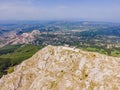 Montenegro. Lovcen National Park. Mausoleum of Negosh on Mount Lovcen. Drone. Aerial view. Viewpoint. Popular tourist