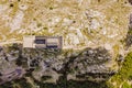 Montenegro. Lovcen National Park. Mausoleum of Negosh on Mount Lovcen. Drone. Aerial view. Viewpoint. Popular tourist