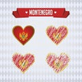 Montenegro with love. Design vector broken heart with flag inside.