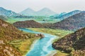 Montenegro majestic landscape - Crnojevica river bending in Skadar Lake National Park.