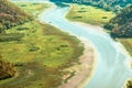 Montenegro majestic landscape - Crnojevica river bending in Skadar Lake National Park.