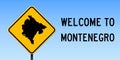 Montenegro map on road sign.
