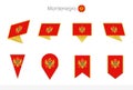 Montenegro national flag collection, eight versions of Montenegro vector flags