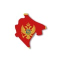 Montenegro national flag in a shape of country map