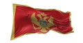 Montenegro national flag waving isolated on white background.