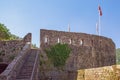 Montenegro, Old Town 0f Kotor. Wall of ancient fortifications with staircase. Detail of Gurdic Bastion Royalty Free Stock Photo