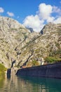 Montenegro, Old Town of Kotor - UNESCO World Heritage site. View of northern walls of old fortress and Skurda river