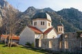 Montenegro, Old Town of Kotor. View of Church of St. Nicholas on sunny winter day