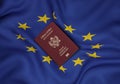 Montenegro passport with European Union flag Royalty Free Stock Photo