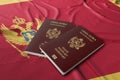 Montenegro passport on the flag of their country Royalty Free Stock Photo