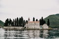 Montenegro. Perast. 16.05.2020 Boka island Church of Our Lady of the Rocks Kotor Bay. View from the boat Royalty Free Stock Photo