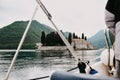 Montenegro. Perast. 16.05.2020 Boka island Church of Our Lady of the Rocks Kotor Bay. View from the boat Royalty Free Stock Photo