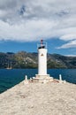 Lighthouse on the island of the Our Lady of the Rocks