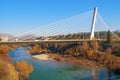 Montenegro, Podgorica city. View of Millennium Bridge over Moraca river Royalty Free Stock Photo
