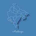 Montenegro region map: blue with white outline.