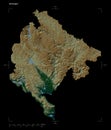 Montenegro shape on black. Physical Royalty Free Stock Photo