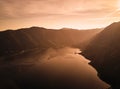 Montenegro. Sunset in the Bay of Kotor. The view from the top. Adriatic sea. Royalty Free Stock Photo