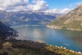 Montenegro, view of coast of Kotor Bay, Stoliv town and Perast town Royalty Free Stock Photo