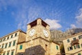 Montenegro. View of Old Town of Kotor. Clock Tower Royalty Free Stock Photo