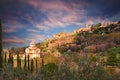 Montepulciano, Siena, Tuscany, Italy: landscape at sunset of the ancient hill town Royalty Free Stock Photo