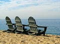 Monterey Bay California beach chairs Royalty Free Stock Photo