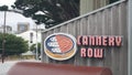 Monterey, California, Cannery Row road sign, tourist landmark. Bay aquarium.