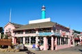 Historic buildings of Old Fishermen Wharf in Monterey, CA Royalty Free Stock Photo