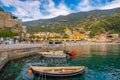 Monterosso al Mare, Colorful cityscape on the mountains over Mediterranean sea in Cinque Terre Italy Royalty Free Stock Photo