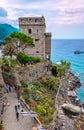 Torre Aurora (Dawn tower) in Monterosso al Mare, Cique Terre, Italy. Royalty Free Stock Photo