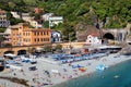 MONTEROSSO AL MARE, 19 JULY 2020, ITALY - The beach of Monterosso al Mare, on the Ligurian Coast