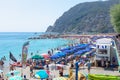 Monterosso beach in summer season, Cinque terre, Liguria, Italy