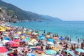 Monterosso beach in summer season, Cinque terre, Liguria, Italy