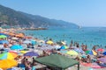 Monterosso beach in summer season, Cinque terre, Liguria, Italy