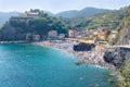 Monterosso beach in summer season, Cinque terre, Liguria, Italy