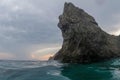 Monterosso cinque terre panorama rock at sunset from the sea Royalty Free Stock Photo