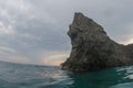 Monterosso cinque terre panorama rock at sunset from the sea Royalty Free Stock Photo